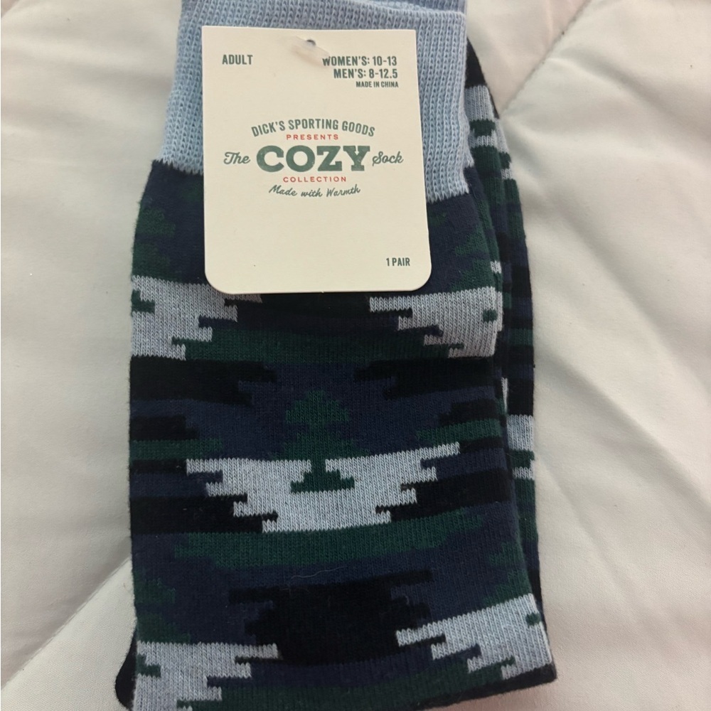 NWT Men's Dicks Sporting Goods Cozy Dress Socks - Navy and Forest Green- Warm!